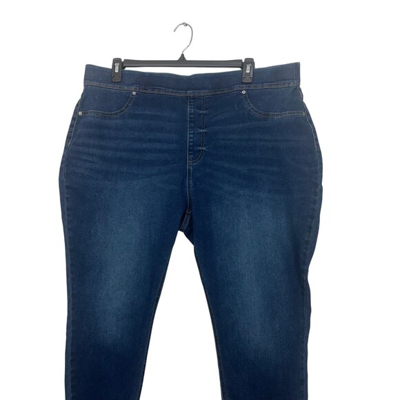 Terra & Sky Womens Plus Size 2X (20W-22W) Dark Wash Stretch Pull On Denim Jeans - Picture 10 of 11